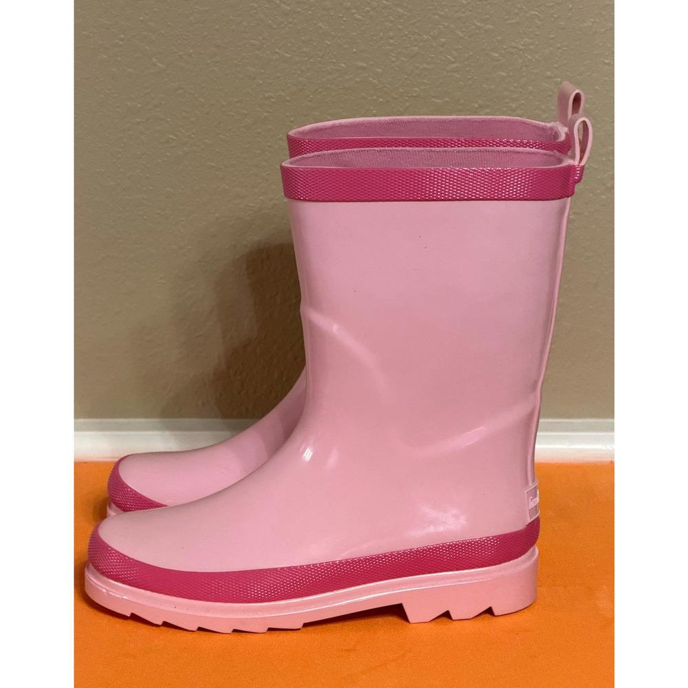 Landchief Kids Pink Rain Boots Size 1 Waterproof Rubber Pull On Colorblock - Picture 5 of 9